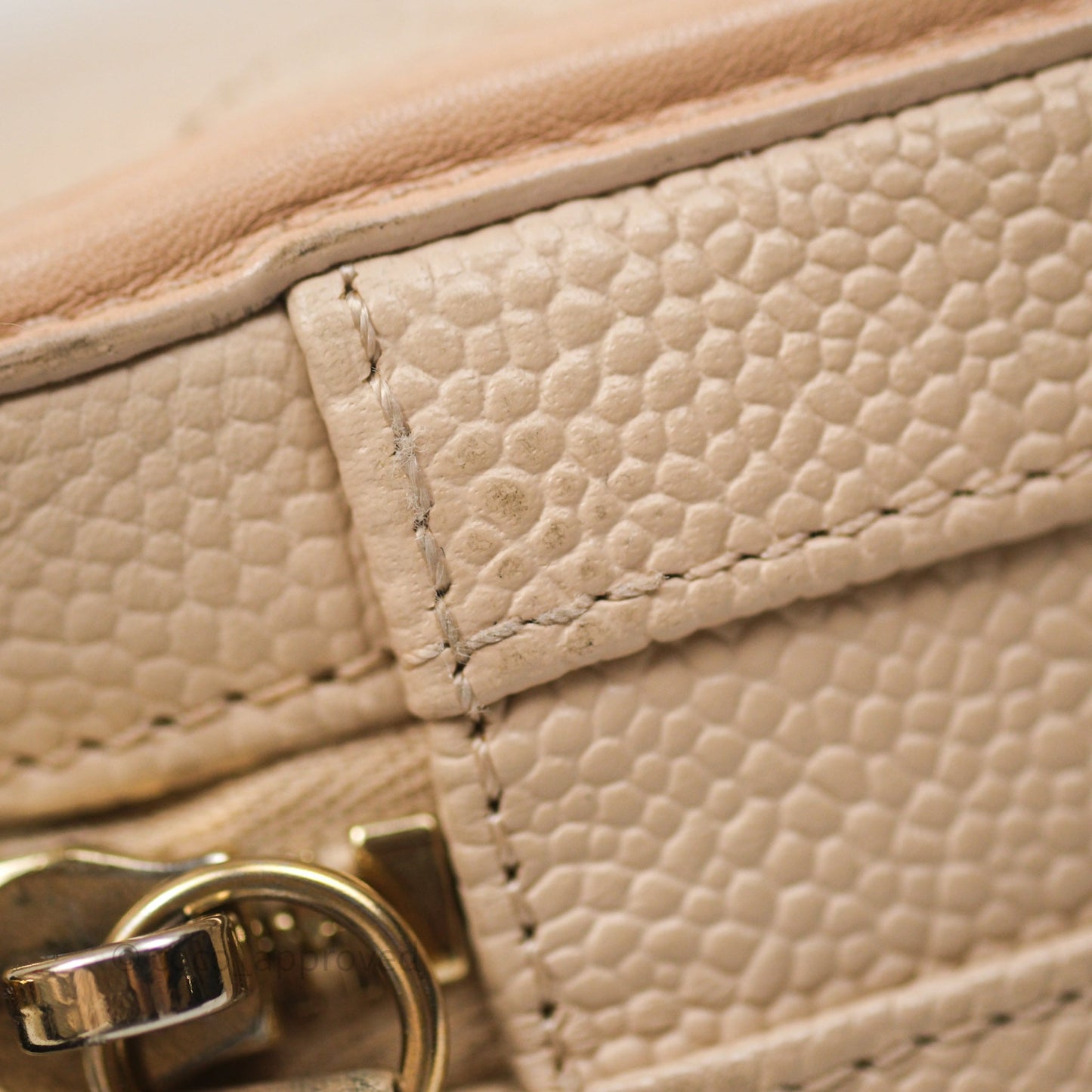 Chanel Quilted Small CC Filigree Vanity Case Beige Caviar Gold Hardware