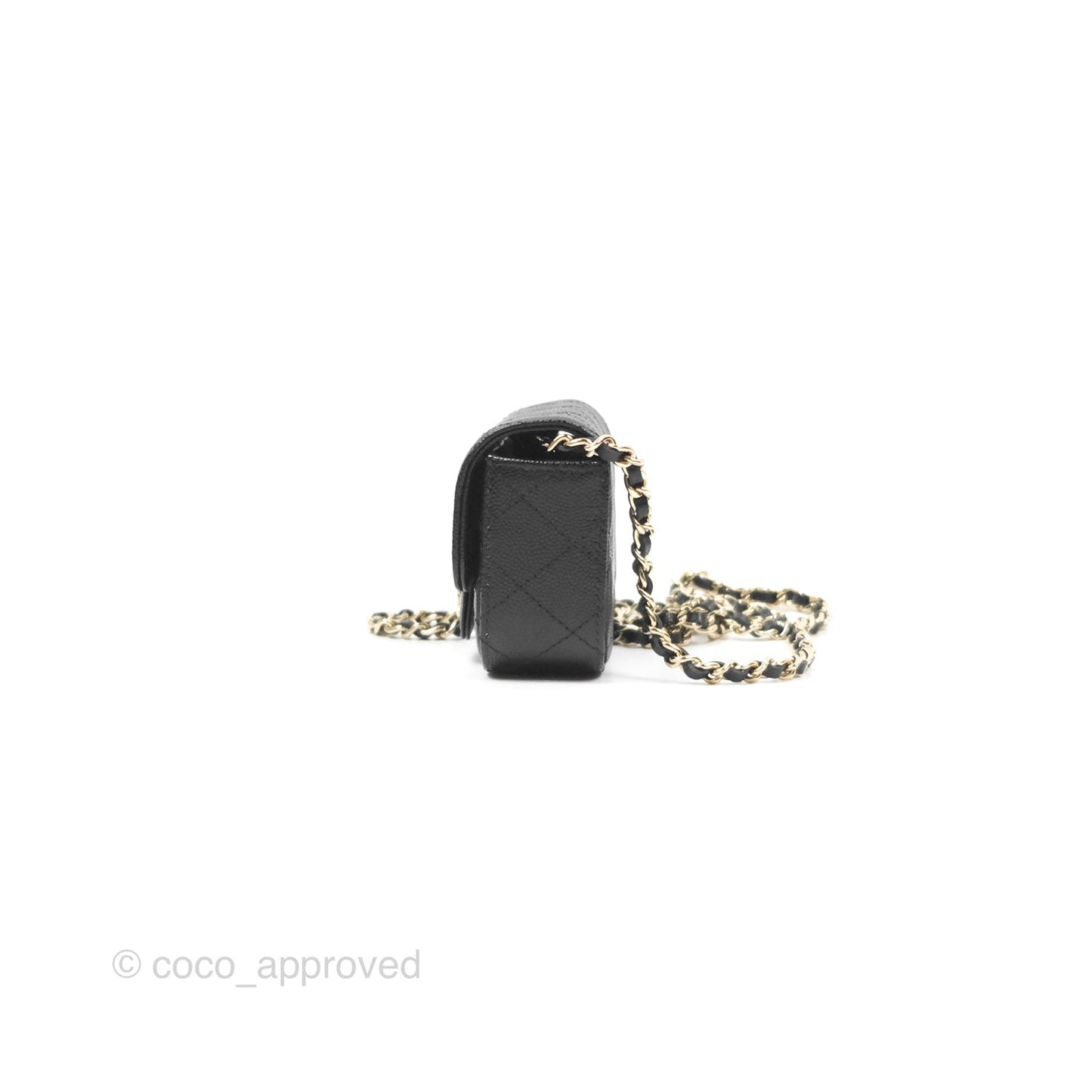 Chanel Mini Clutch With Chain Black Caviar Gold Hardware