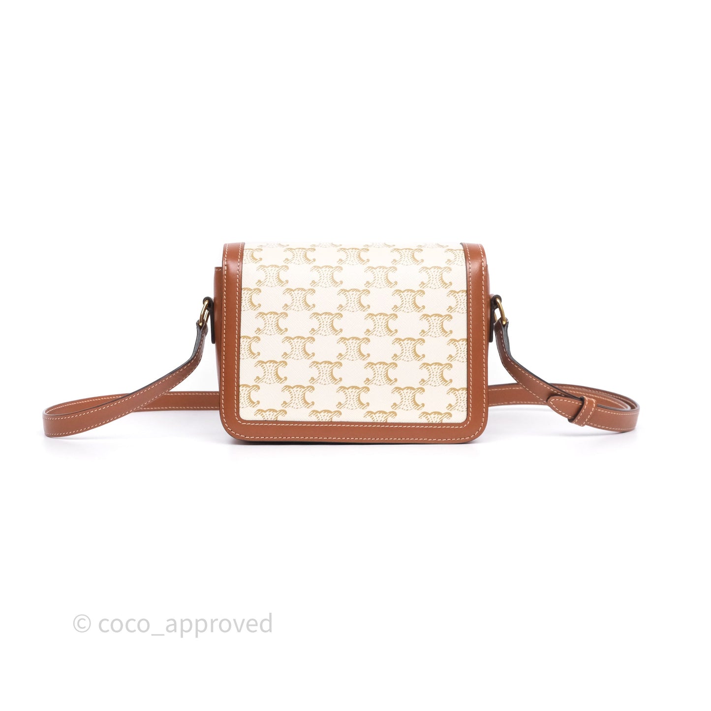 Celine Teen Triomphe Bag Triomphe Canvas Tan Calfskin