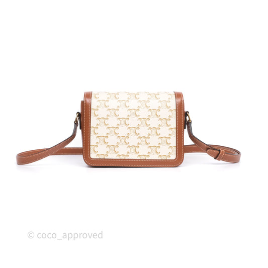 Celine Teen Triomphe Bag Triomphe Canvas Tan Calfskin