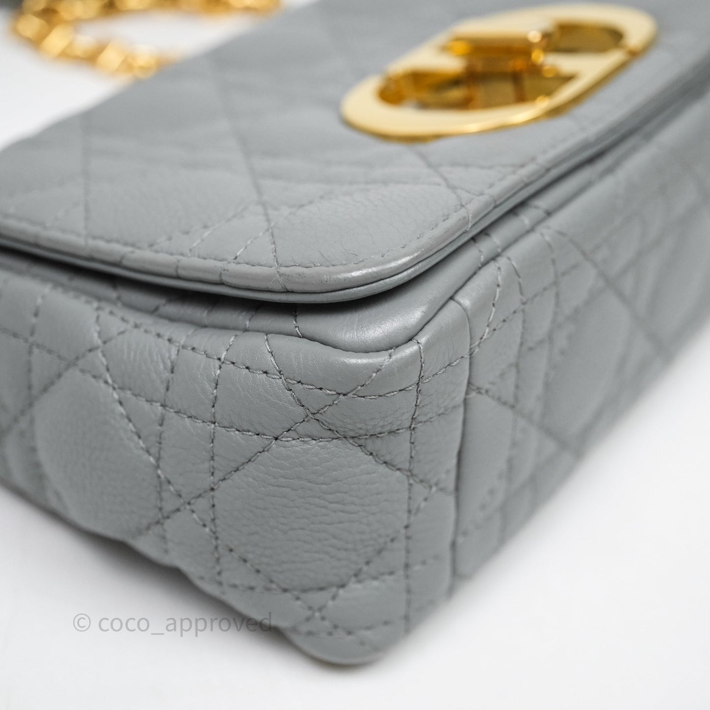 Christian Dior Small Caro Bag Stone Gray Supple Cannage Calfskin