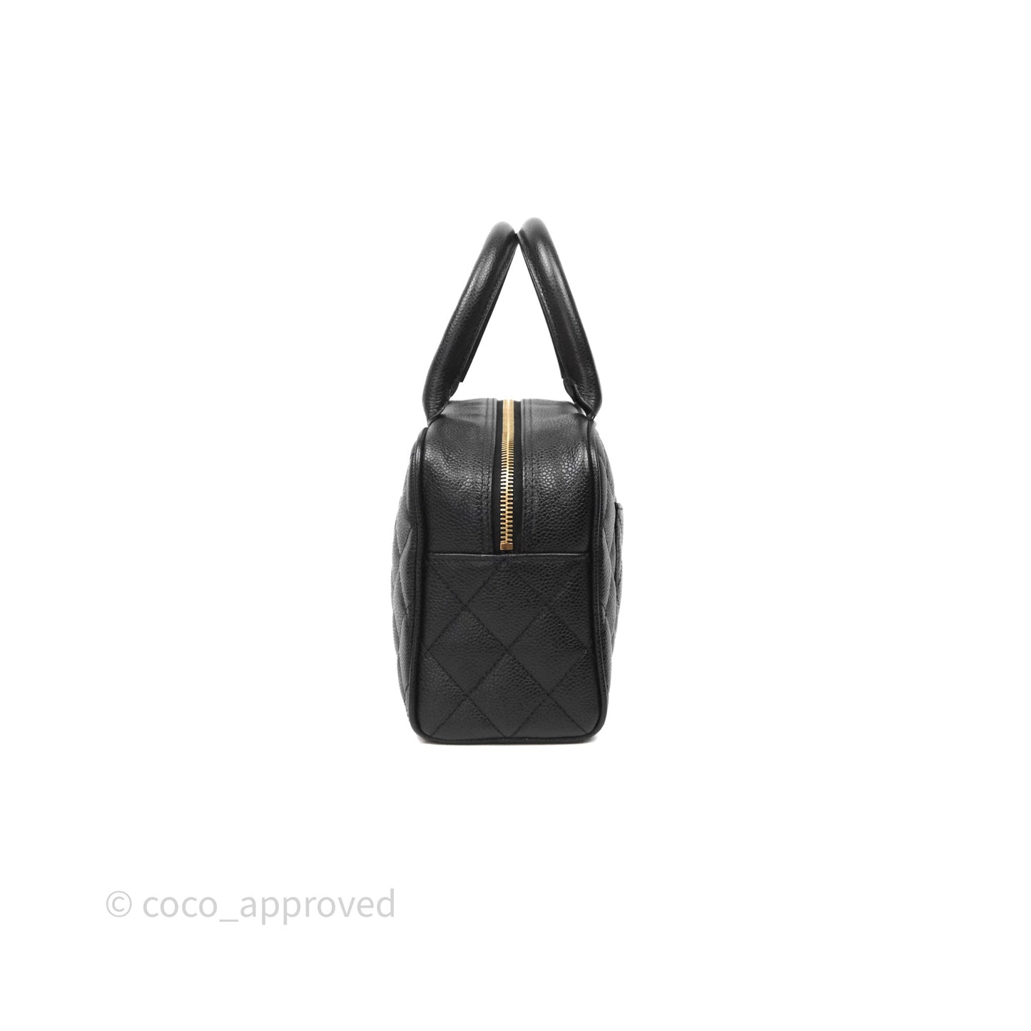 Chanel Vintage Mini CC Boston Bag Black Caviar Gold Hardware