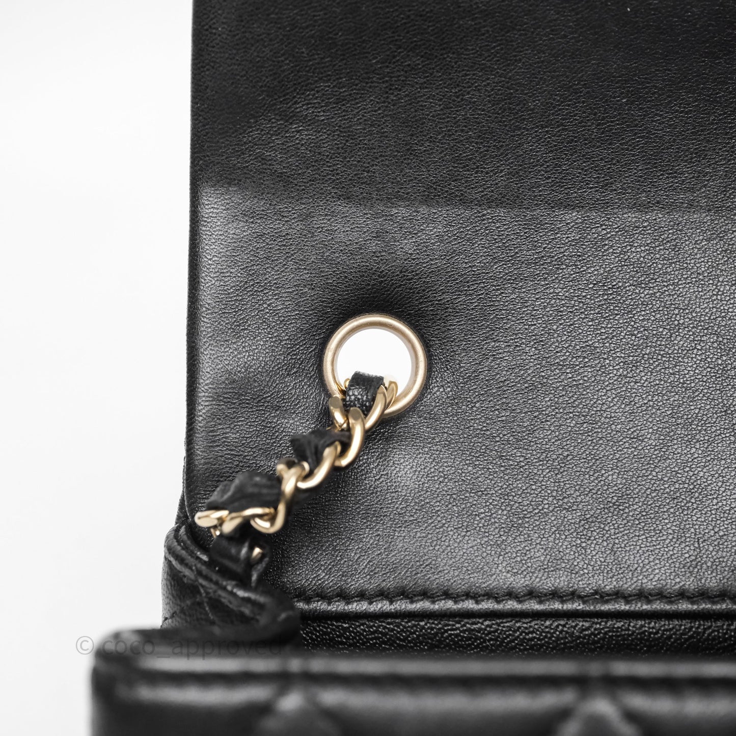 Chanel Quilted Extra Mini Rectangular Flap Black Lambskin Aged Gold Hardware