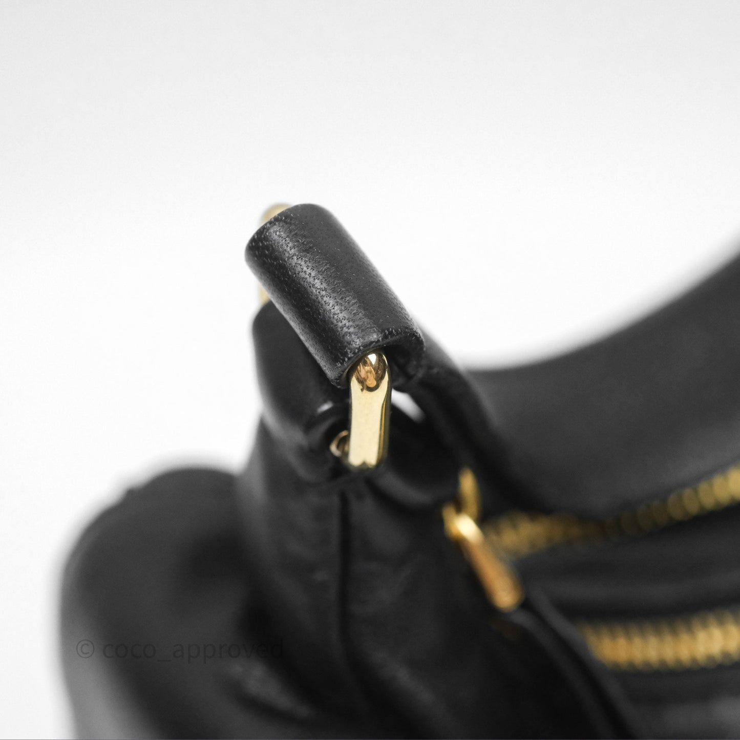 Miu Miu Nappa Leather Pocket Bag Black Lambskin Gold Hardware