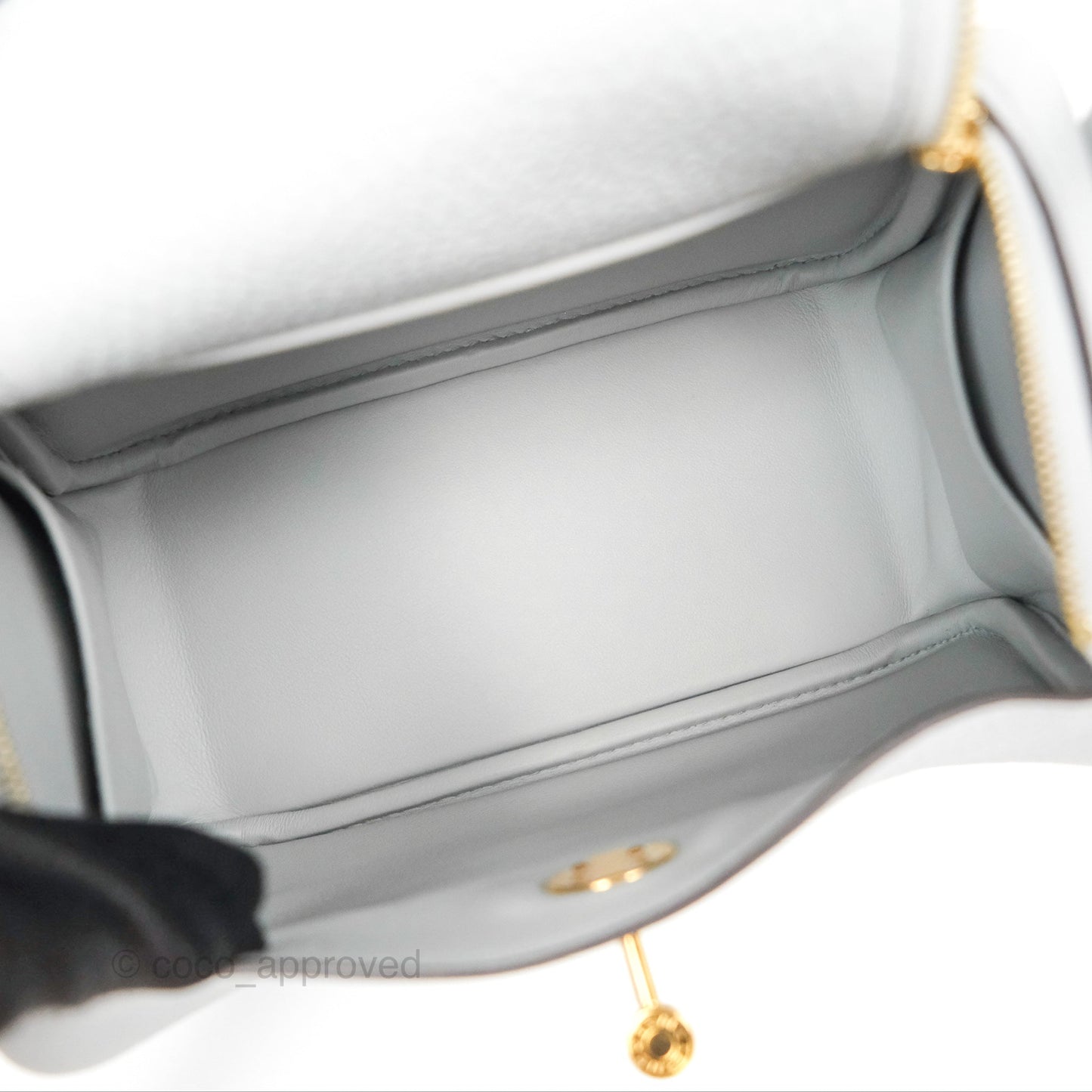 Hermès Mini Lindy 20 Bleu Pale Clemence Gold Hardware