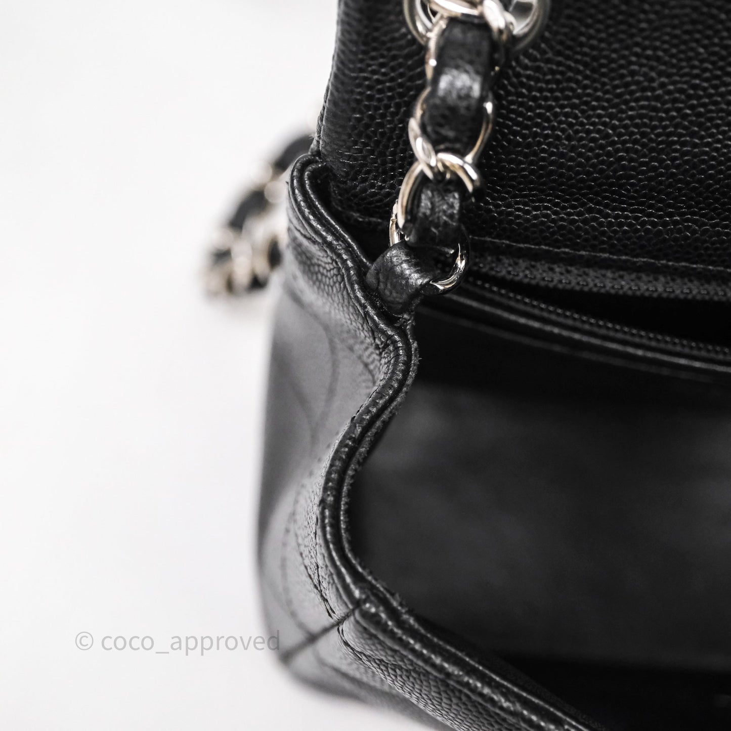 Chanel Mini Square Quilted Black Caviar Silver Hardware
