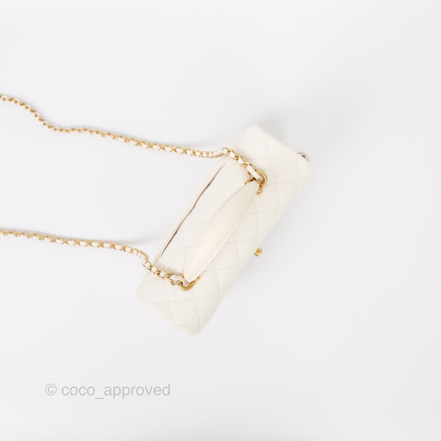 Chanel Top Handle Mini Rectangular Flap Bag Ivory Caviar Gold Hardware