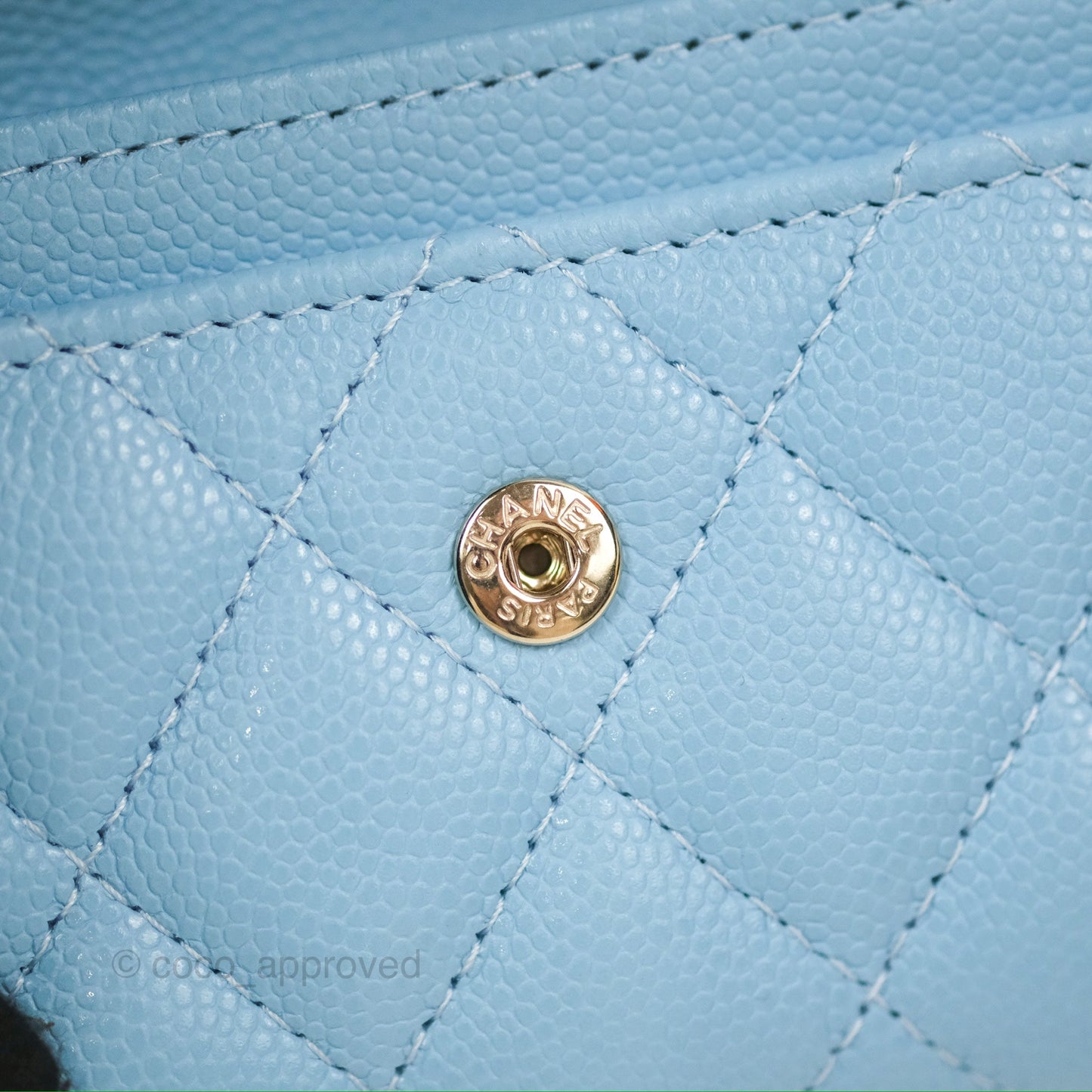 Chanel Crystal CC Quilted Flap Card Holder Blue Caviar