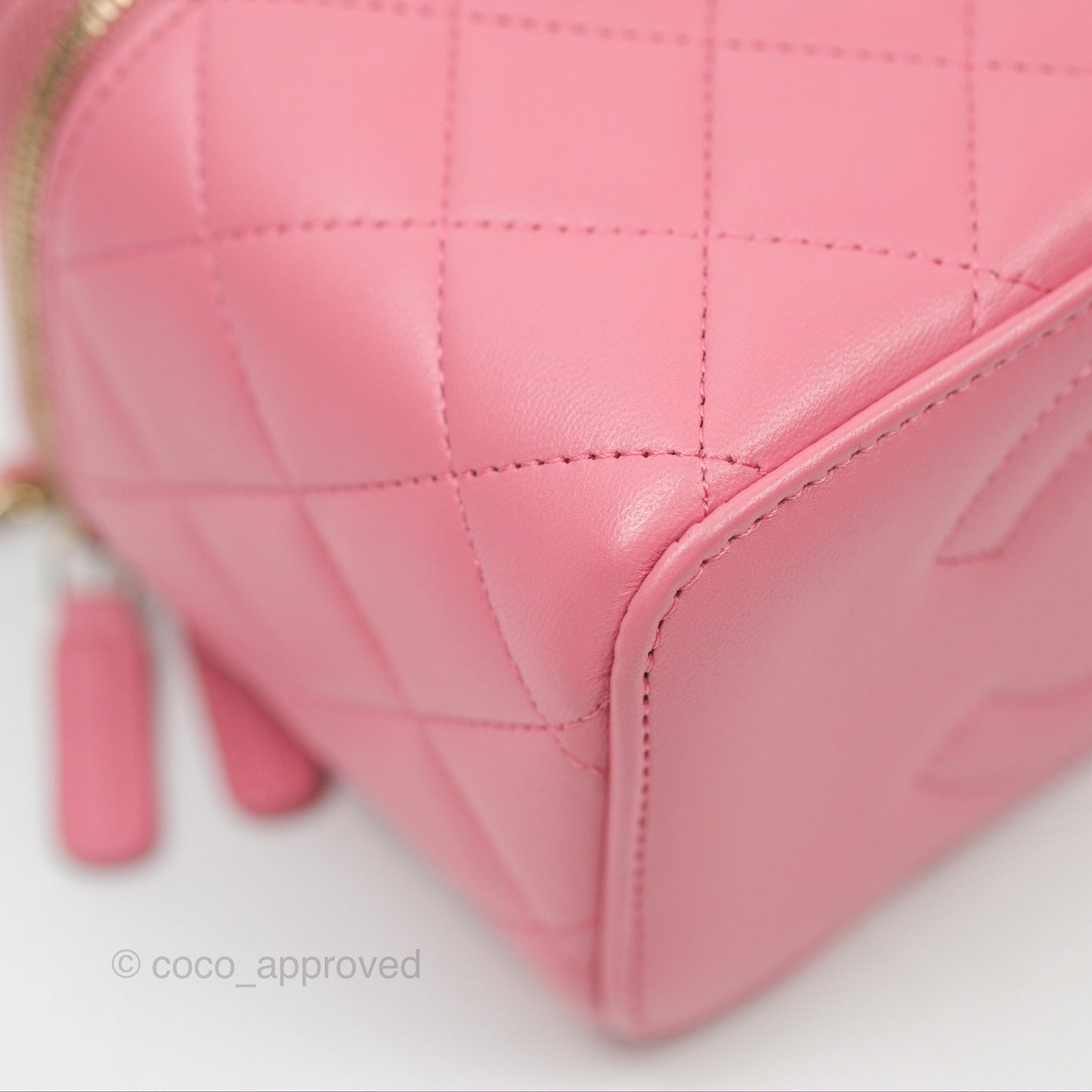 Chanel Vanity Rectangular Top Handle Pink Lambskin Gold Hardware