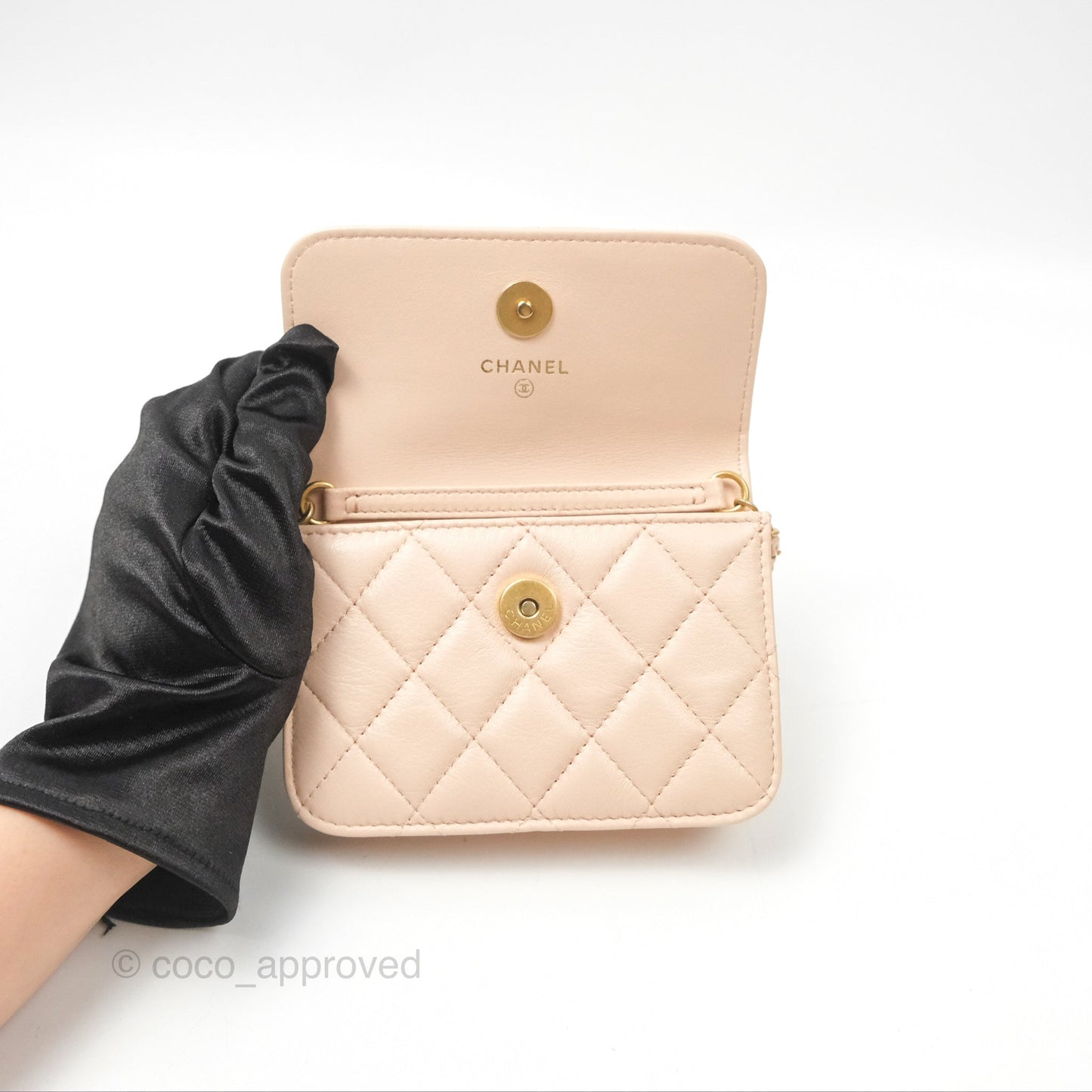 Chanel Mini Pearl Crush Clutch With Chain Belt Rose Clair Pink Aged Gold Hardware