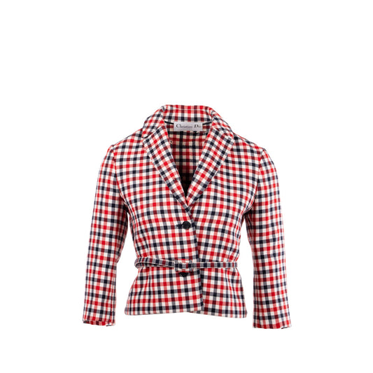 Dior size 34 Plaid Patterns jacket virgin wool red/ multicolour