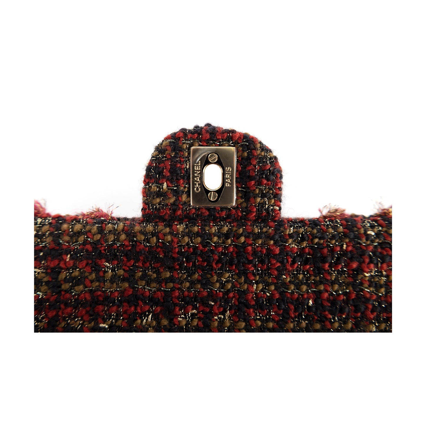 CHANEL Chanel Red Tweed Flap Bag