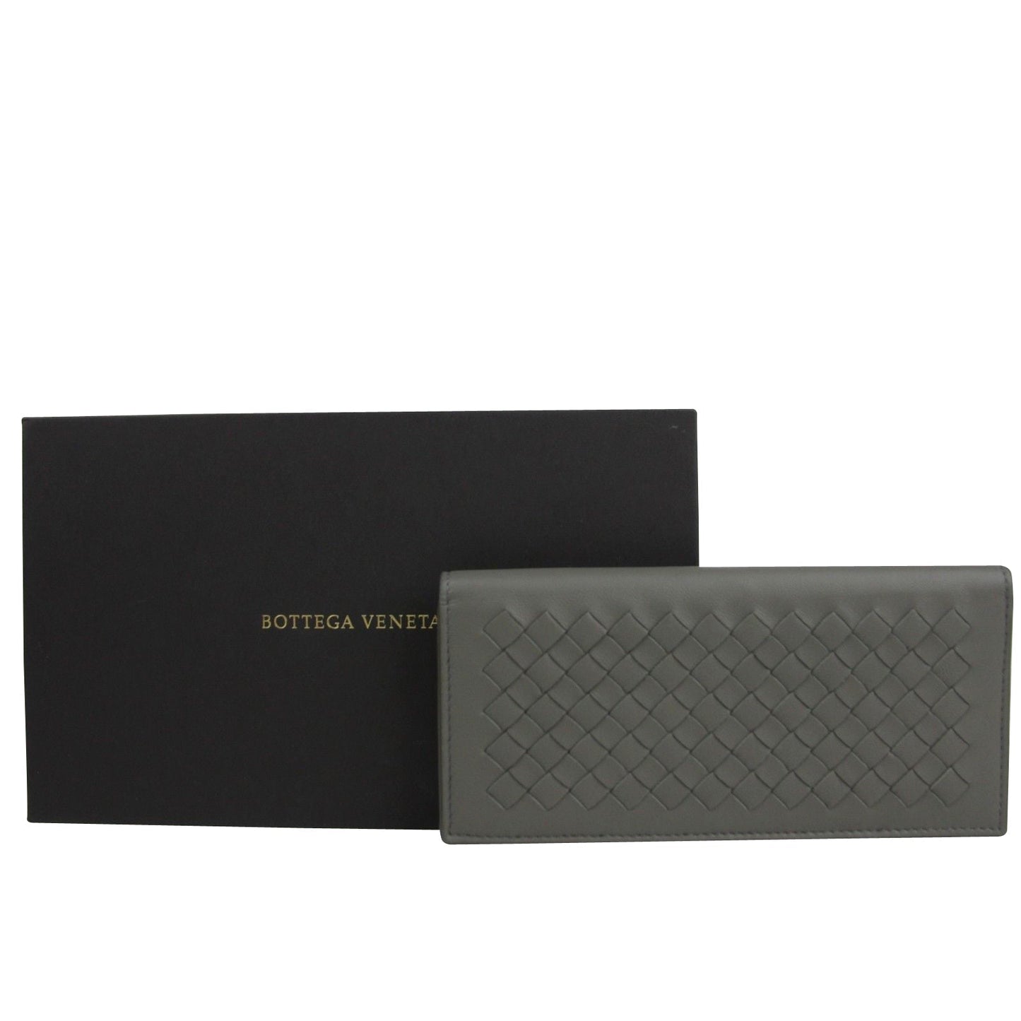 Luxury Bottega Veneta Men's Intercciaco Leather Woven Long Bifold Wallet