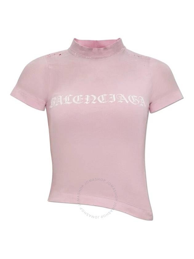 Luxury Balenciaga logo print distressed t-shirt 788246TQVJ5