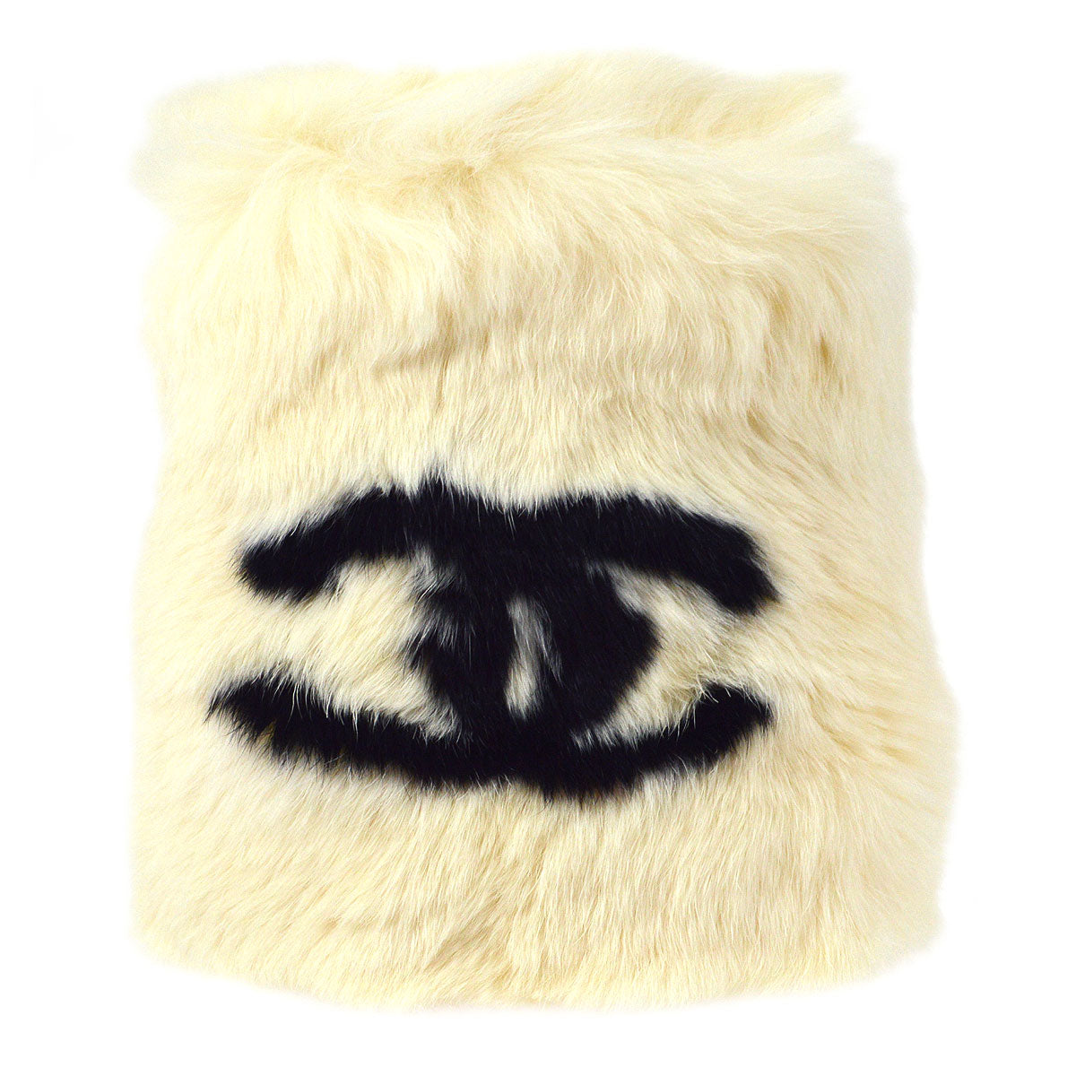 Luxury Chanel 2001 Rabbit Fur Bangle White