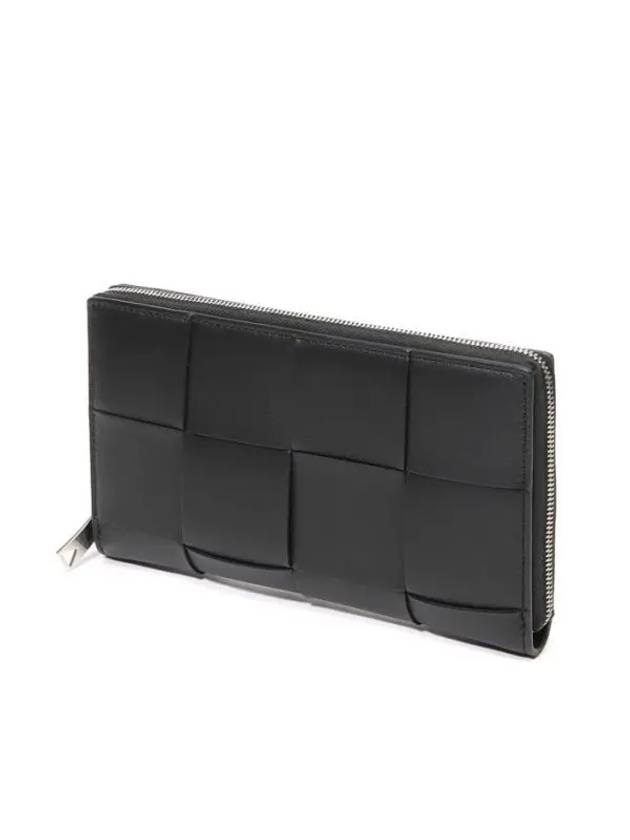 Luxury Bottega Veneta Cassette Zipper Long Wallet Black