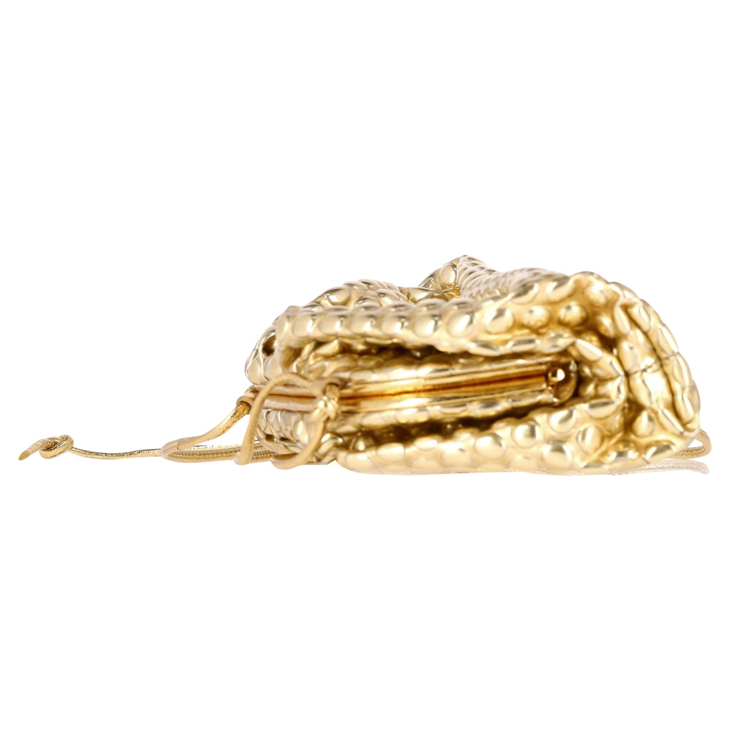 Luxury Bottega Veneta Mini Pouch Bubble-Embellished Sling Bag in Metallic Gold Leather