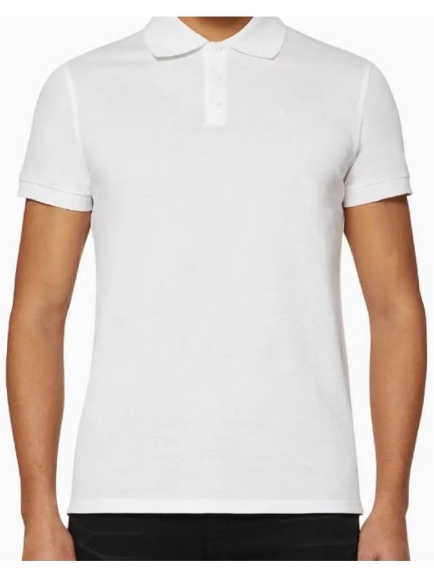 Luxury Saint Laurent Embroidery Logo Short Sleeve Polo Shirt White