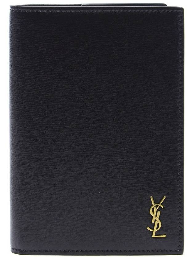 Luxury Saint Laurent Monogram Logo Card Passport Wallet Black