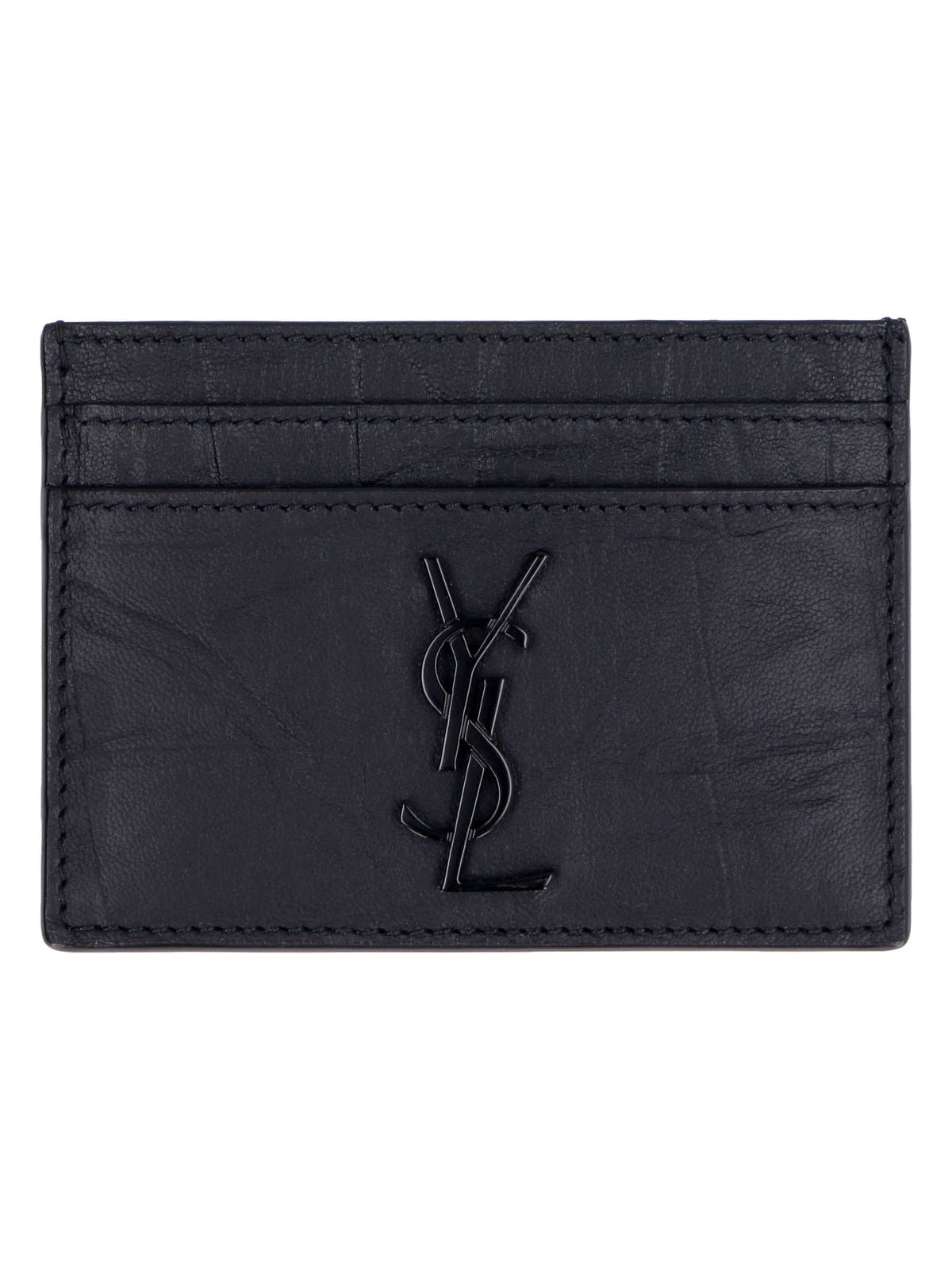 Luxury Saint Laurent Men's Monogram Credit Card Holder in Black | 485631C9H0U