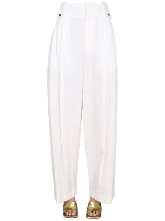 Luxury Bottega Veneta Women's High Waist Pintuck Wide Pants White
