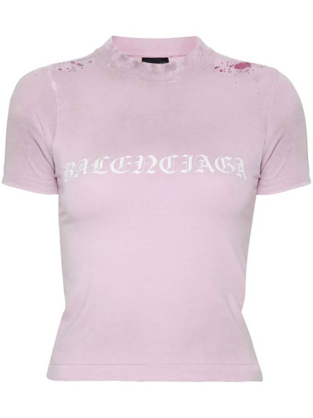 Luxury Balenciaga logo print distressed t-shirt 788246TQVJ5