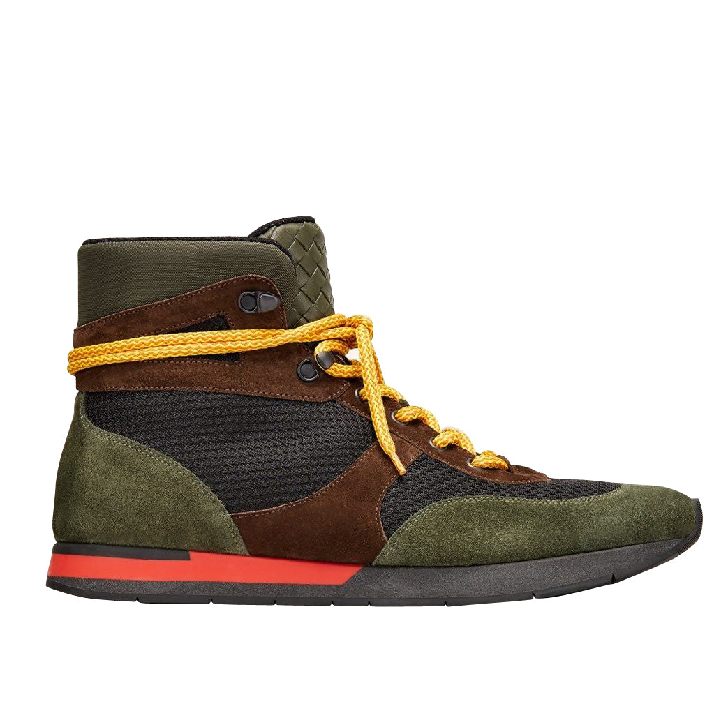 Luxury Bottega Veneta Men's Mesh High Top  /  /  Suede Leather Sneaker