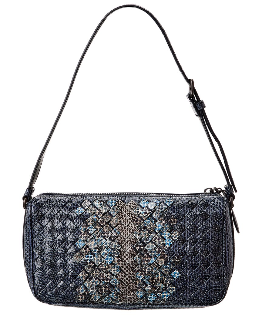 Luxury Bottega Veneta Intrecciato Snakeskin Shoulder Bag