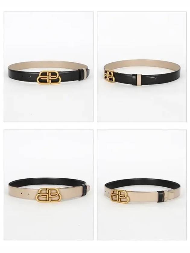 Luxury Balenciaga BB Logo Double-Sided Belt Black