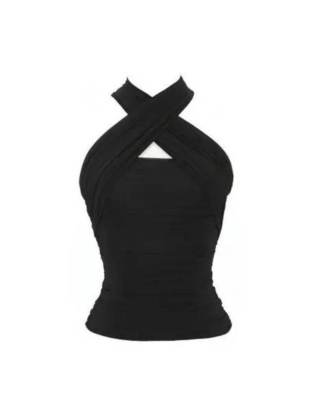 Luxury Saint Laurent Wrinkle Jersey Sleeveless Black