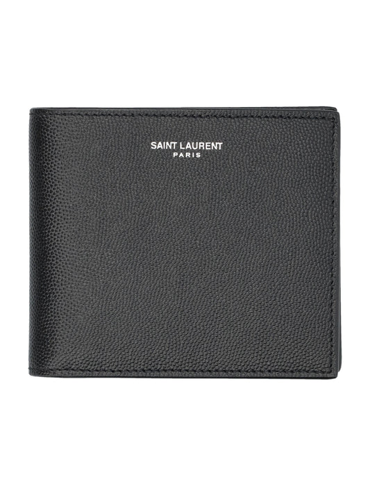 Luxury Saint Laurent Men's Grain De Poudre Wallet Coin in Black | 24A396303BTY0N Color 1000