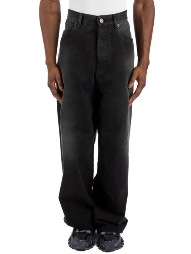 Luxury Balenciaga Mid-Rise Wide Jeans Black