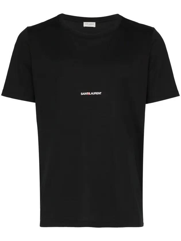 Luxury Saint Laurent Men's Small Logo Short Sleeve T-Shirt Black