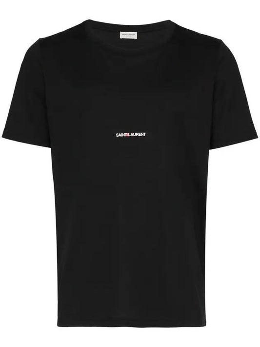 Luxury Saint Laurent Men's Small Logo Short Sleeve T-Shirt Black