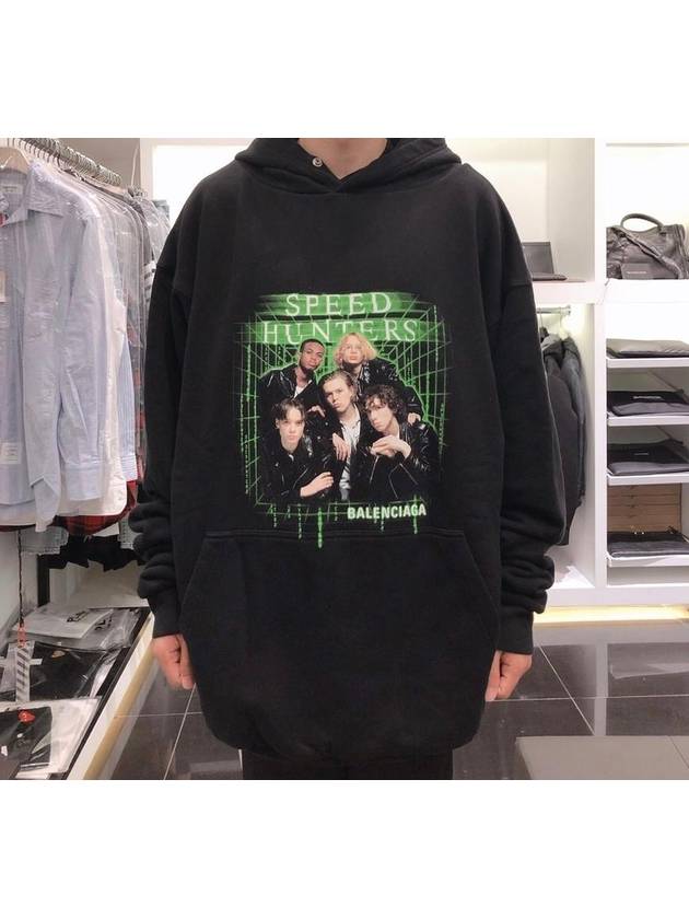 Luxury Balenciaga Speed Hunter Print Hoodie Black