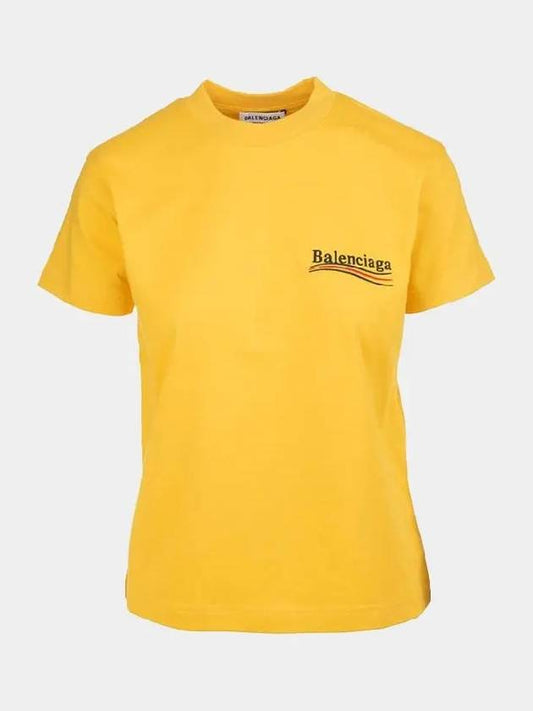 Luxury Balenciaga Wave Logo Slim Fit Short Sleeve T-Shirt Yellow