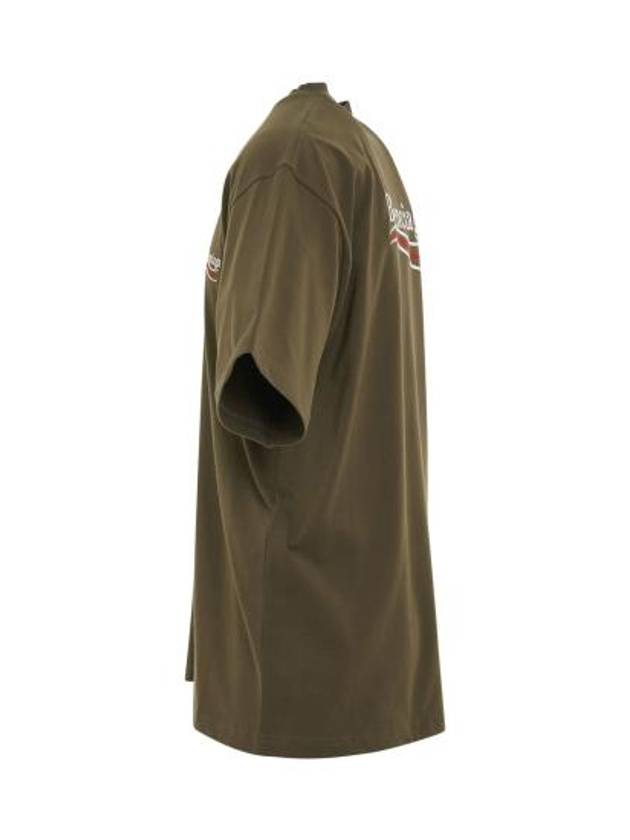 Luxury Balenciaga Wave Logo Political Campaign Large Fit Short Sleeve T Shirt Khaki