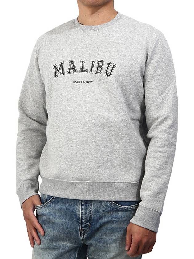 Luxury Saint Laurent Malibu Graphic Crew Neck Sweatshirt Grey