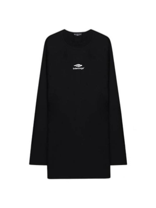 Luxury Balenciaga Icon Flat Long Sleeve T-Shirt Black