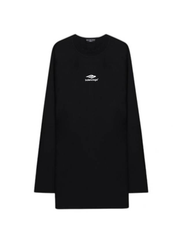 Luxury Balenciaga Icon Flat Long Sleeve T-Shirt Black