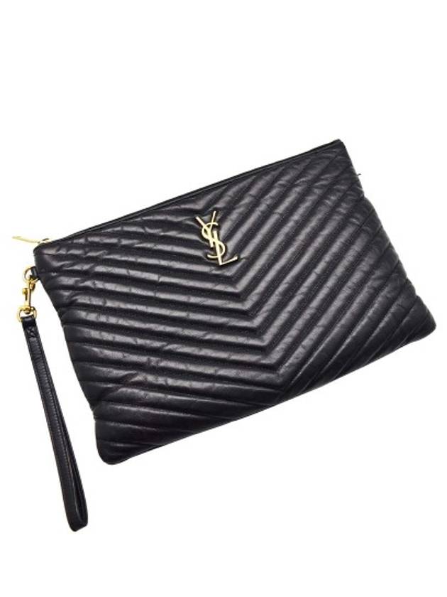 Luxury Saint Laurent Women s Quilted Leather Gold Clutch Bag 8868
