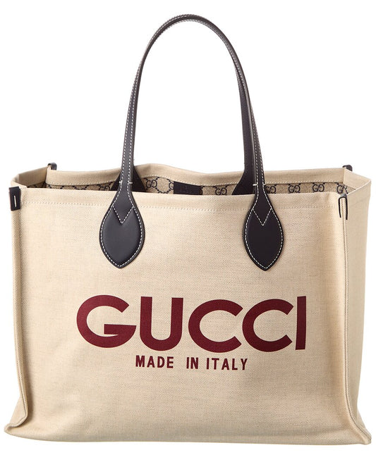 Luxury Gucci Trending 2025 Medium Canvas & Leather Tote
