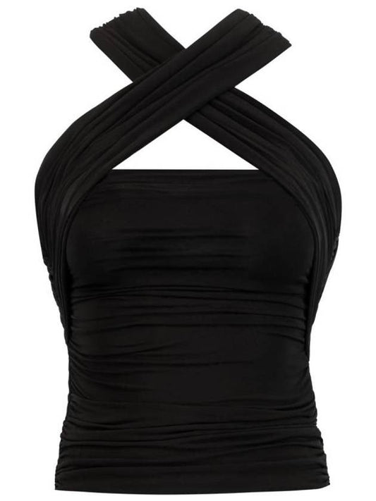 Luxury Saint Laurent Wrinkle Jersey Sleeveless Black