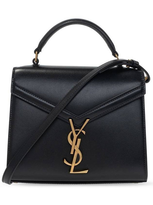 Luxury Saint Laurent Box Cassandre Mini Top Leather Tote Bag Black