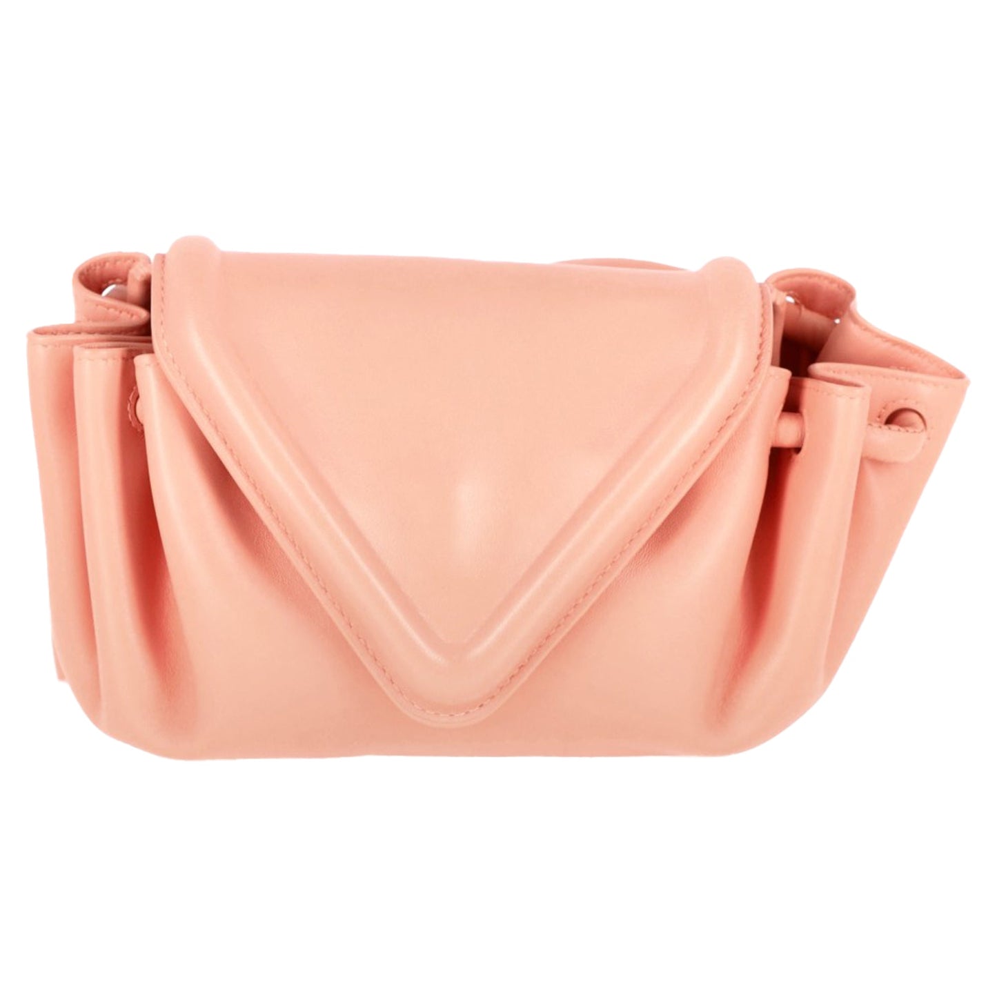 Luxury Bottega Veneta Small Beak Crossbody Bag in Pink Leather