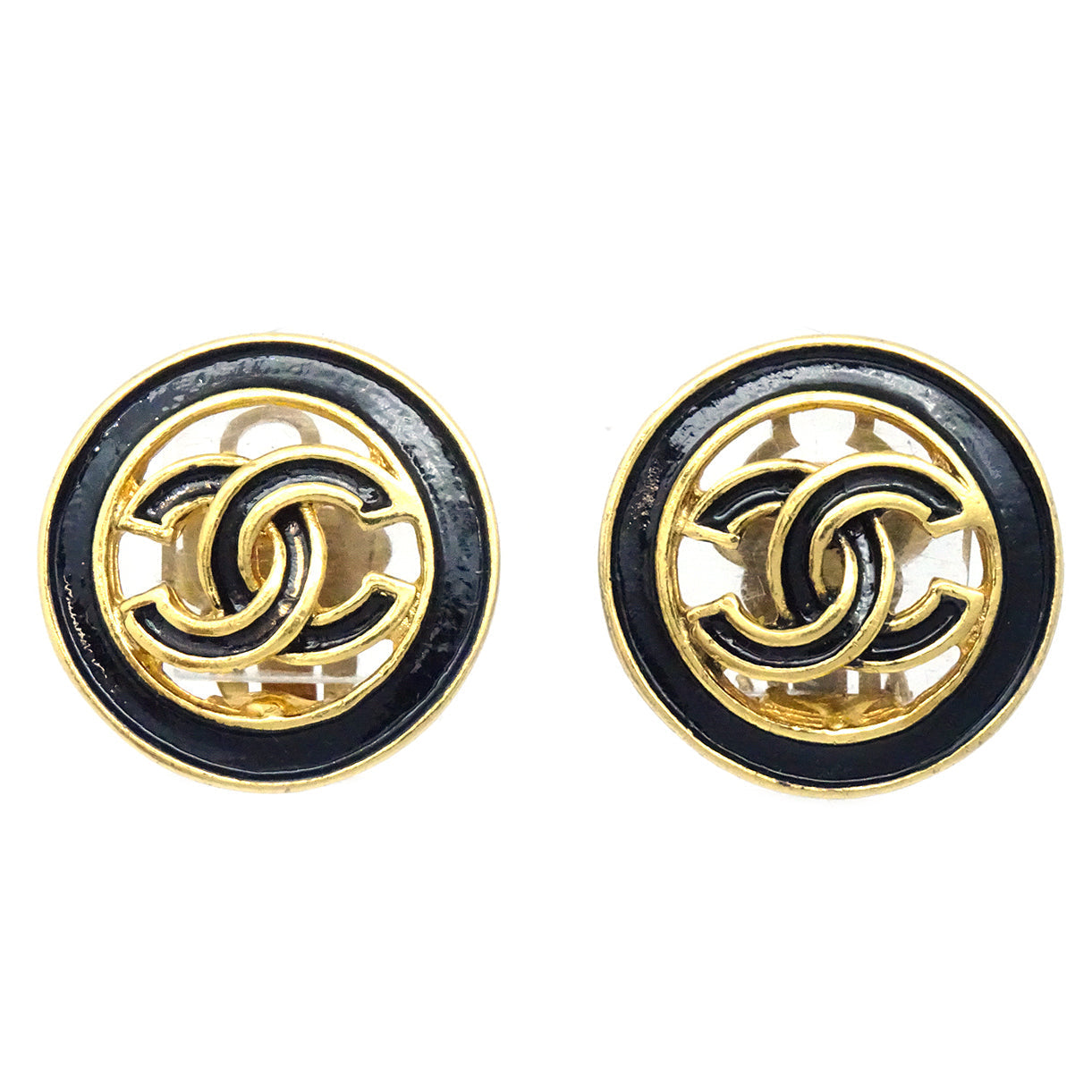 Luxury Chanel 1993 CC Cutout Round Earrings Small