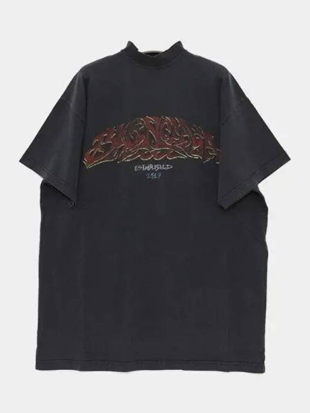 Luxury Balenciaga Offshore Oversized Short Sleeve T-Shirt Black Faded