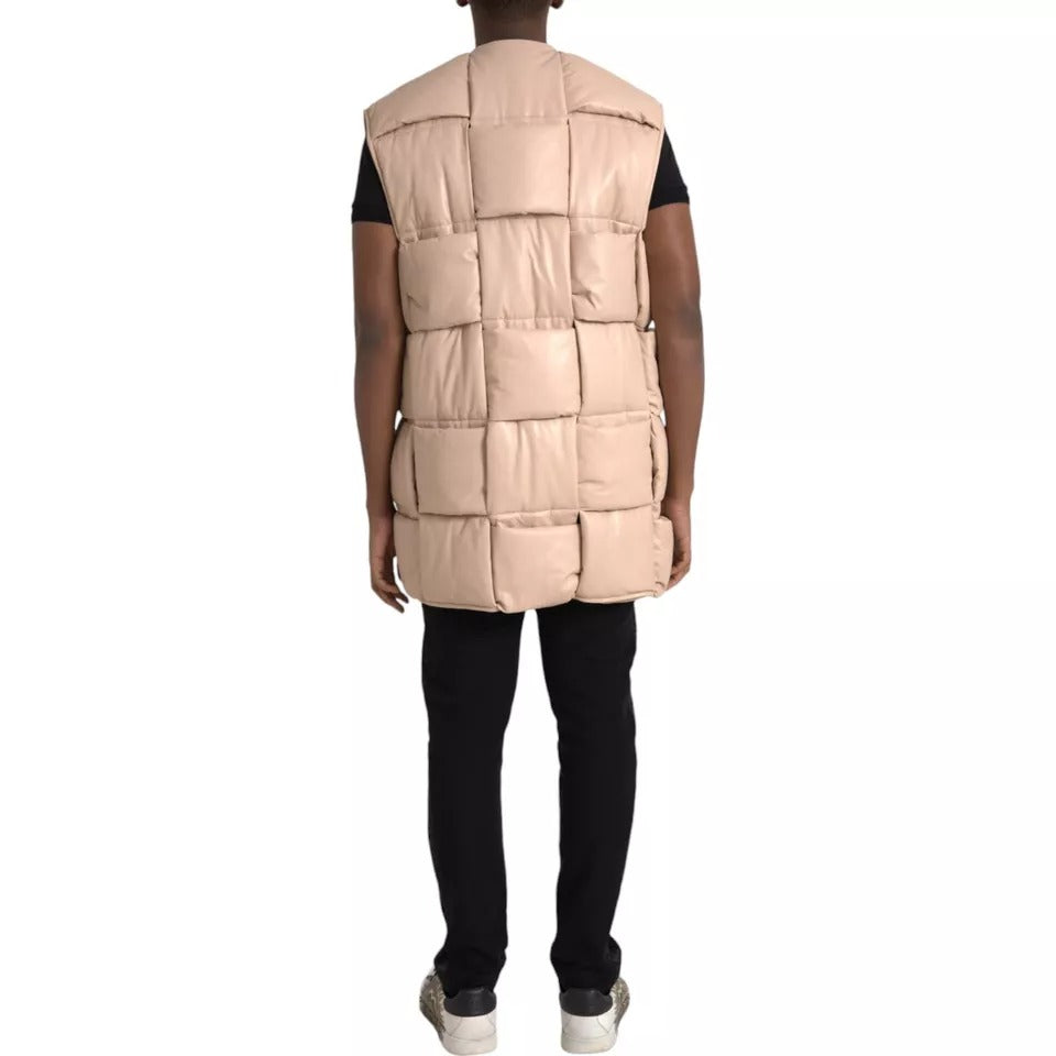 Luxury Bottega Veneta  Quilted Sleeveless Calf Leather Men's Jacket
