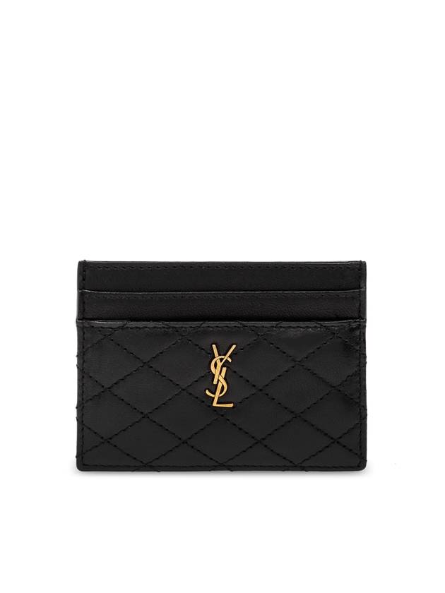 Luxury Saint Laurent Gabi Quilted Lambskin Card Wallet Black