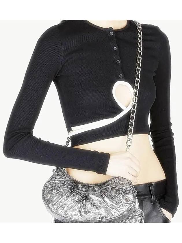 Luxury Balenciaga WoMen's Le Cagole XS Chain Metal Shoulder Bag Silver